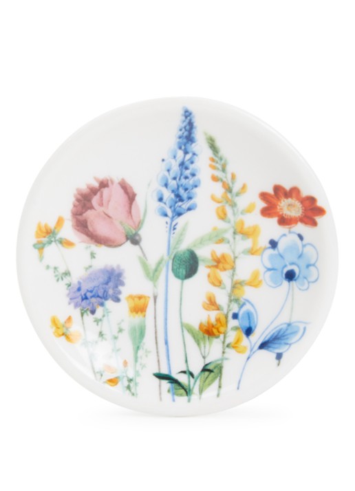 Heinen Delfts Blauw Wildbloemen theetip 7 cm - voorkant wit