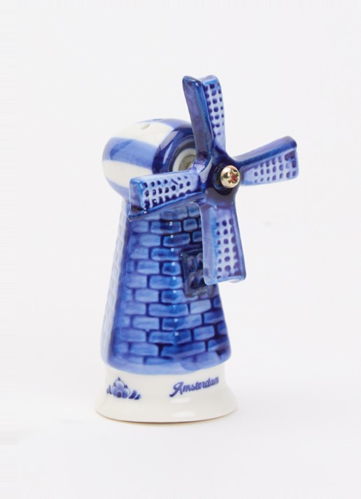Heinen Delfts Blauw Windmolen peper- en zoutstel 2-delig 7 cm - voorkant 2 blauw