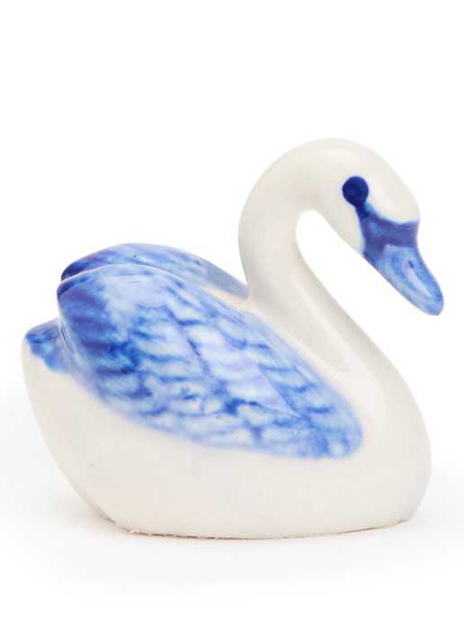 Heinen Delfts Blauw Zwaan ornament 4,5 cm