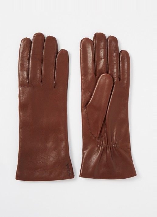 Hestra Elisabeth handschoenen van lamsleer - voorkant donkerbruin