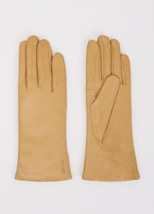 Hestra Elisabeth handschoenen van lamsleer - voorkant camel