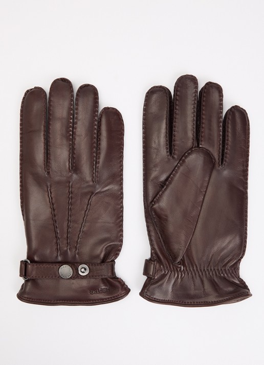 Hestra Jake handschoenen van schapenleer - voorkant donkerbruin