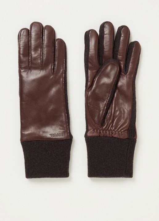 Hestra Jeanne handschoenen met lamsleren details - voorkant kastanjebruin