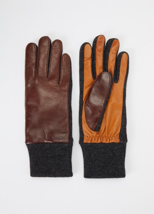 Hestra Jeanne handschoenen met lamsleren details - voorkant donkerbruin