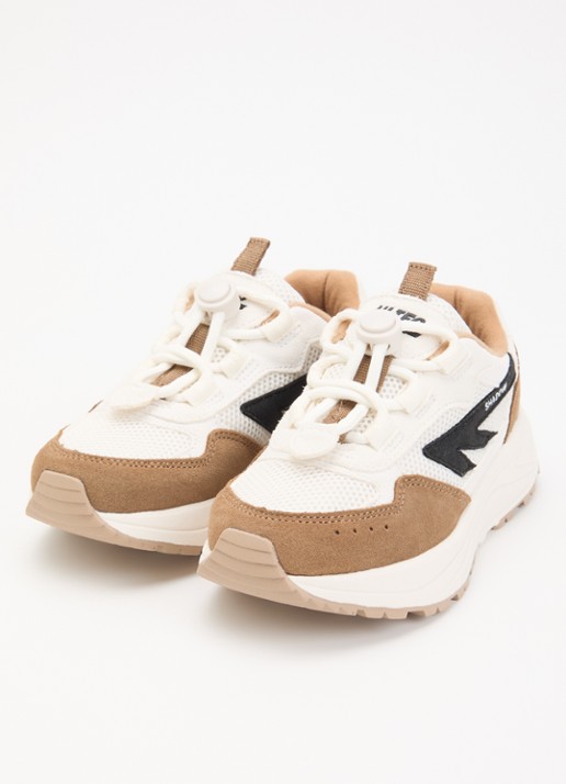 Hi-Tec HTS Kids Shadow Lace sneaker van suède met mesh details - voorkant 2 naturel