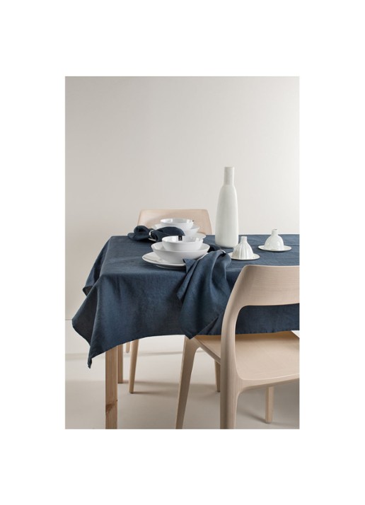 Himla Sunshine tafelloper van linnen 145 x 50 cm - voorkant 2 donkerblauw