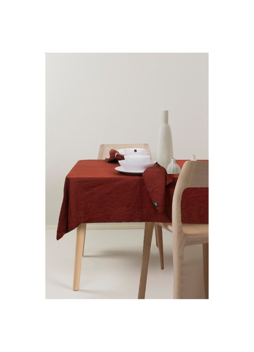 Himla Sunshine tafelloper van linnen 145 x 50 cm - voorkant 4 roodbruin