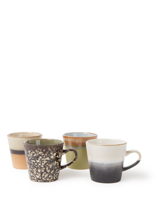 HKliving 70's Americano kopje 26 cl set van 4 - voorkant 3 multicolor