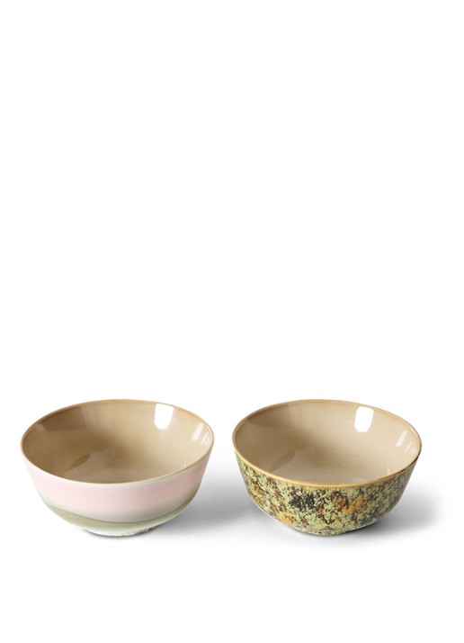 HKliving 70's Ascent kom 19 cm set van 2  - achterkant 6 beige