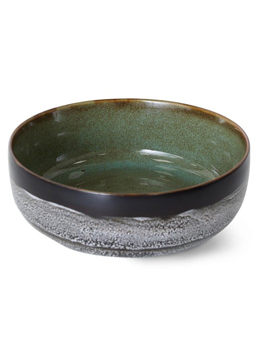 HKliving 70's Ceramic saladeschaal 25 cm - voorkant mosgroen