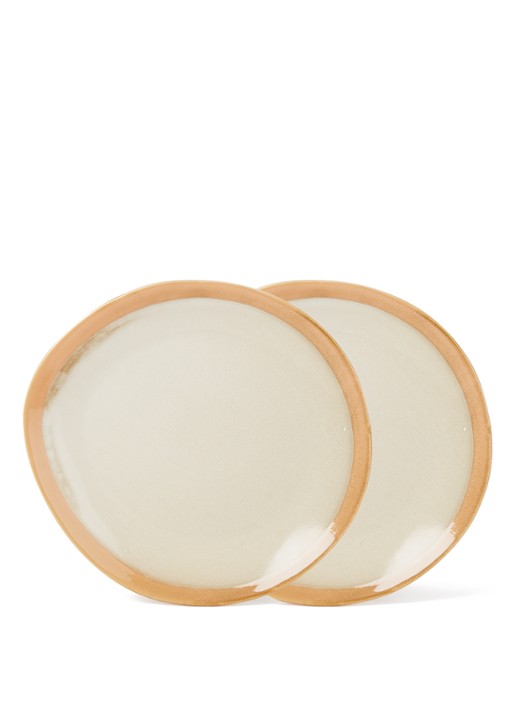 HKliving 70's Earth dinerbord 29 cm set van 2 - voorkant 3 beige