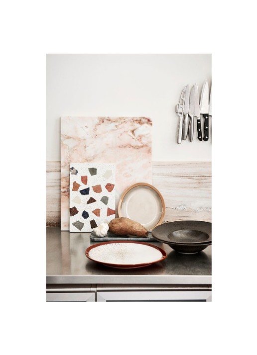 HKliving 70's Earth dinerbord 29 cm set van 2 - voorkant 4 beige