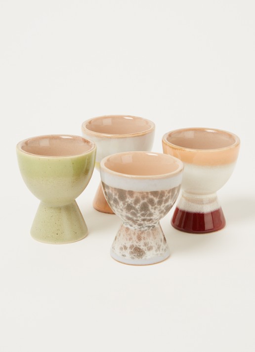 HKliving 70's eierdop 5,5 cm set van 4 - voorkant 3 multicolor