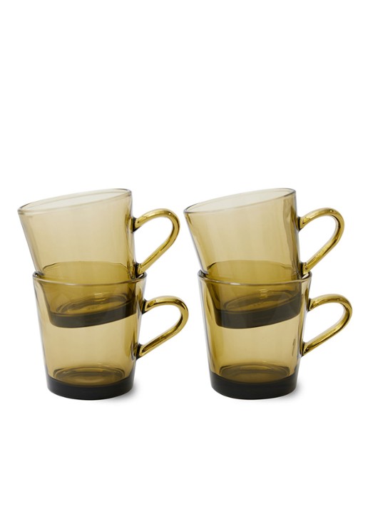 HKliving 70's Glassware koffieglas 23 cl set van 4