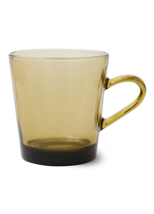 HKliving 70's Glassware koffieglas 23 cl set van 4 - voorkant 5 bruin