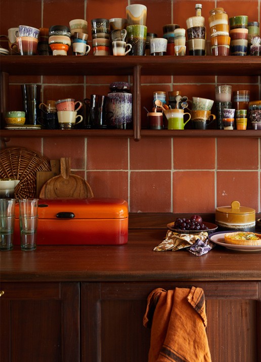 HKliving 70's Grounding koffiekopje 23 cl set van 6 - detail 6 multicolor