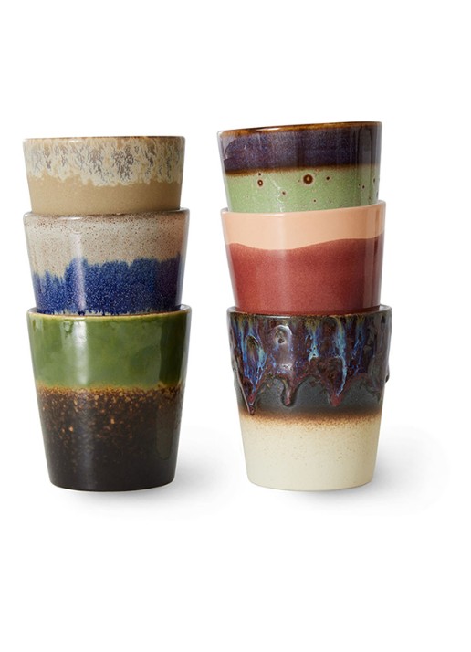 HKliving 70's Grounding koffiekopje 23 cl set van 6