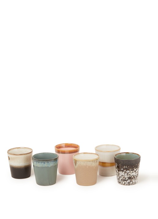 HKliving 70's kopje 18 cl set van 6 - voorkant 3 multicolor