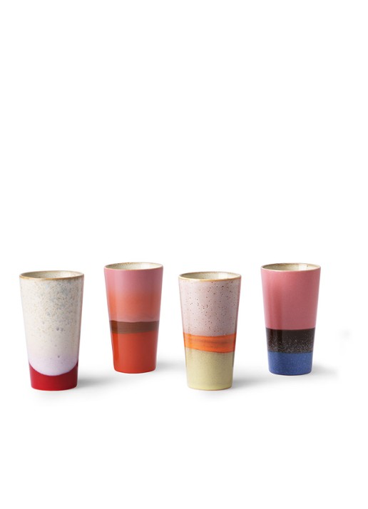 HKliving 70's Latte macchiato kopje 28 cl set van 4 - detail 4 roze