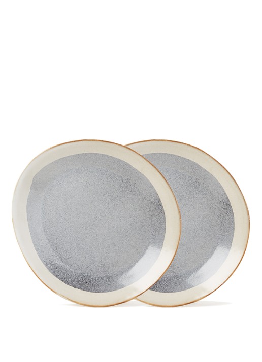 HKliving 70's Mist ontbijtbord 22 cm set van 2 - voorkant 4 blauwgrijs