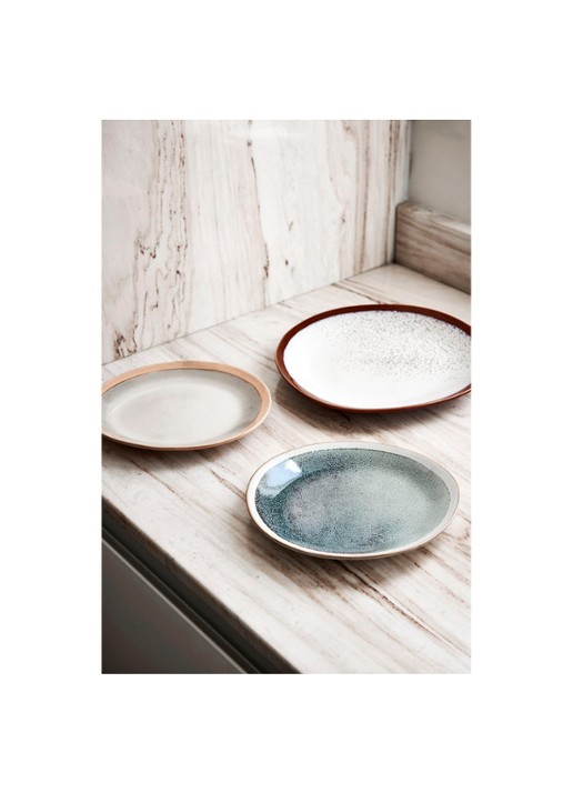 HKliving 70's Mist ontbijtbord 22 cm set van 2 - voorkant 5 blauwgrijs