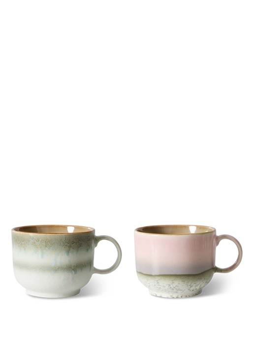 HKliving 70's Nova mok 42,5 cl set van 2 - voorkant 2 lindegroen