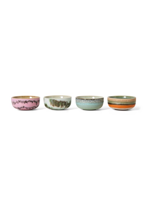 HKliving 70's Renaissance kom 11 cm set van 4 - voorkant 2 roze