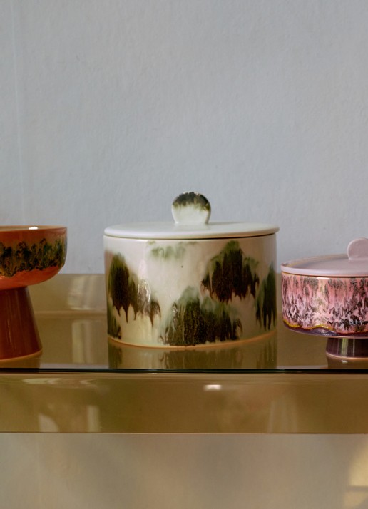 HKliving 70's Tide koektrommel 17 cm - voorkant 5 groen