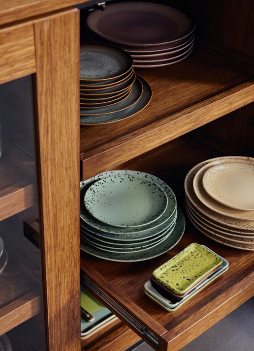 HKliving 70s Ceramics dinerbord 27,5 cm set van 2 - achterkant 3 groen