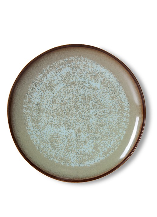 HKliving 70s Ceramics dinerbord 27,5 cm set van 2 - voorkant 2 blauw