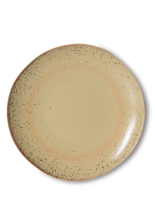 HKliving 70s Ceramics gebaksbordje 17,5 cm set van 2 - voorkant 2 zand