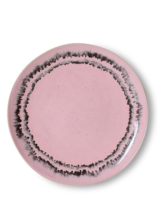 HKliving 70s Ceramics gebaksbordje 17,5 cm set van 2 - voorkant 3 roze