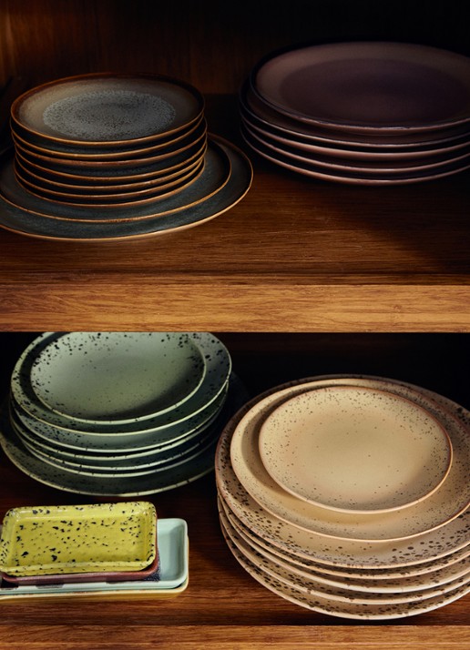 HKliving 70s Ceramics gebaksbordje 17,5 cm set van 2 - detail groen