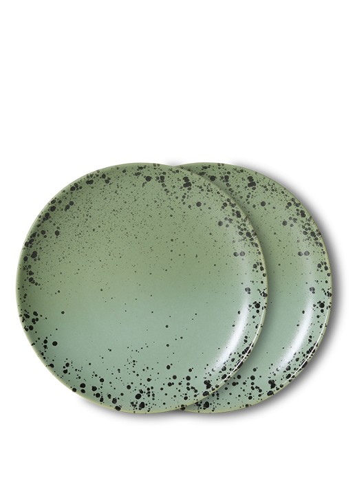 HKliving 70s Ceramics gebaksbordje 17,5 cm set van 2