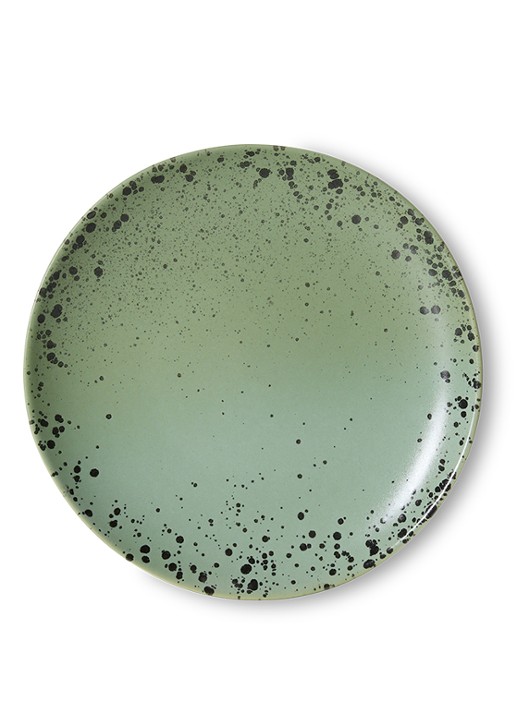 HKliving 70s Ceramics gebaksbordje 17,5 cm set van 2 - voorkant 3 groen