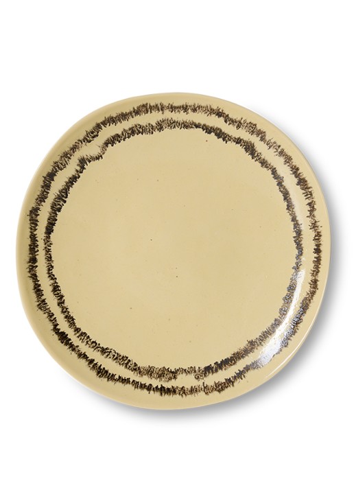 HKliving 70s Ceramics ontbijtbord 22 cm set van 2 - voorkant 4 geel