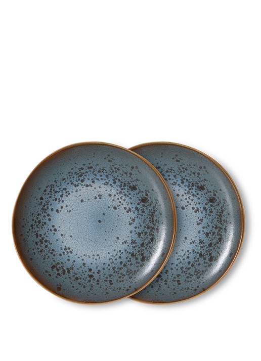 HKliving 70s Ceramics ontbijtbord 22 cm set van 2
