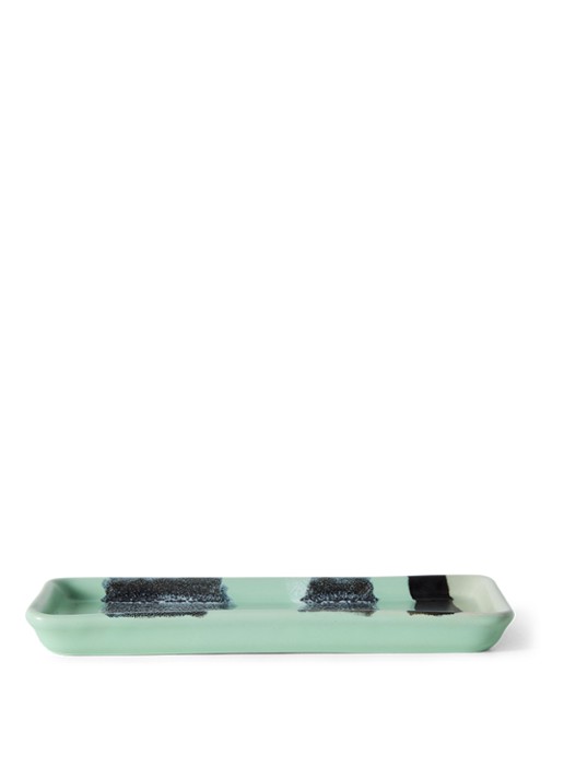 HKliving 70s Ceramics River serveerschaal 7,7 x 18 cm - achterkant blauw