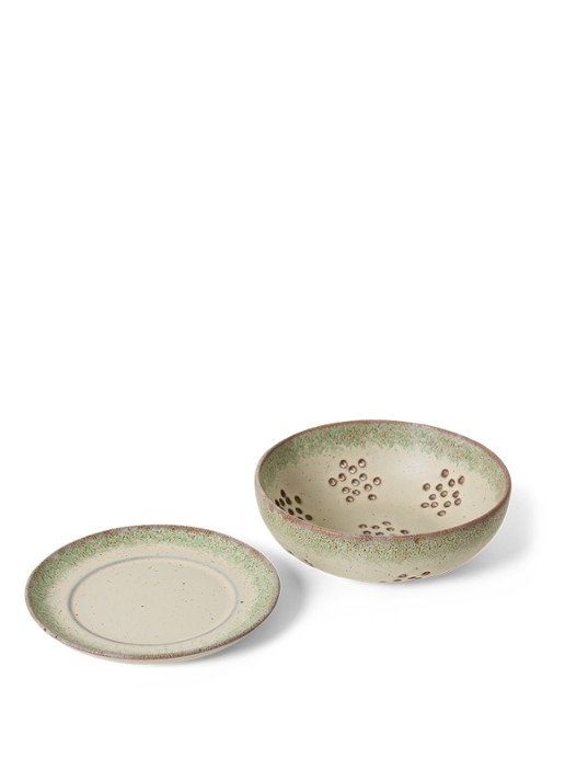 HKliving 70s fruittest 17,5 cm 2-delig - detail 4 beige