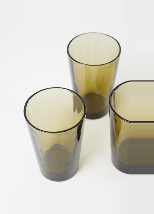 HKliving 70s Glassware theeglas 43 cl set van 4 - voorkant 2 bruin