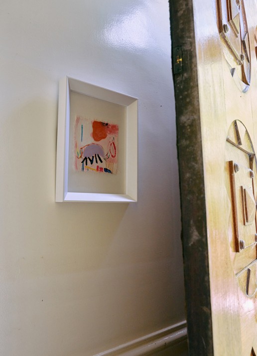 HKliving Abstract Framed, Scribbles wanddecoratie 37,5 x 29,5 cm - detail wit
