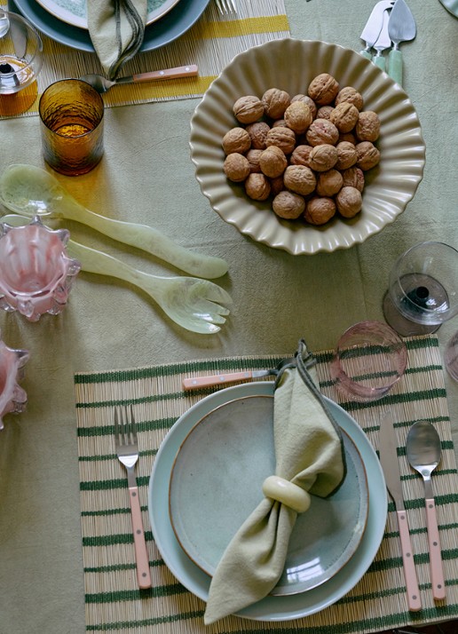 HKliving Bamboo placemat 45 x 33 cm - achterkant groen
