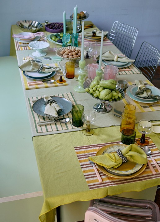 HKliving Bamboo placemat 45 x 33 cm - detail 2 groen
