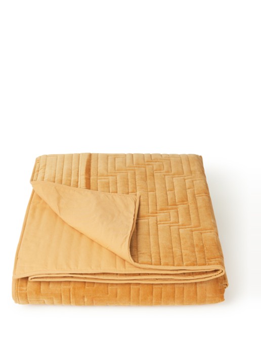 HKliving Bedsprei van fluweel 240 x 260 cm - voorkant 3 okergeel