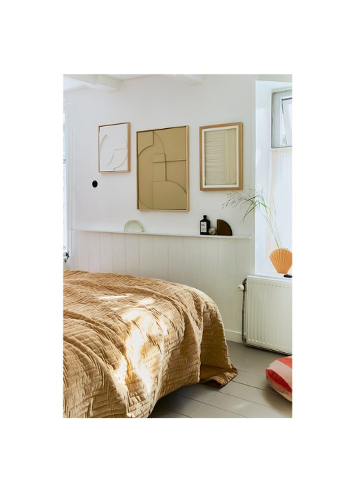 HKliving Bedsprei van fluweel 240 x 260 cm - voorkant 4 okergeel