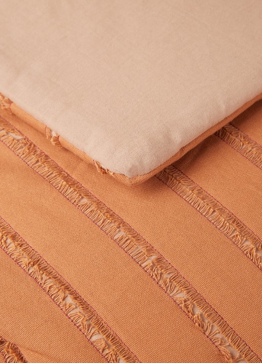 HKliving Bedsprei van katoen 240 x 260 cm - detail 4 oranjebruin