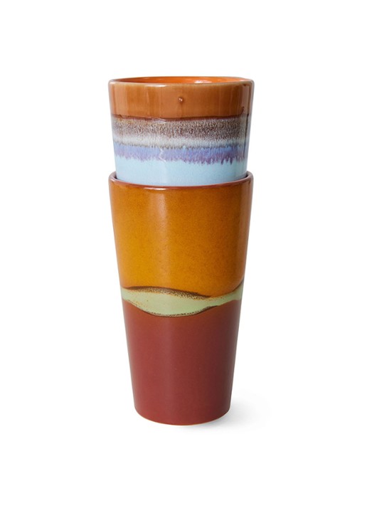 HKliving Clash koffiekopje 30 cl set van 2 - voorkant 4 multicolor