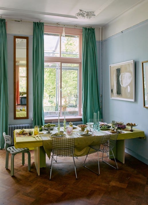 HKliving Ease tafelkleed 160 x 300 cm - voorkant 3 groen