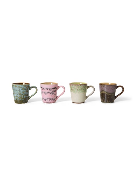 HKliving Espressokopje 10 cl set van 4 - voorkant 3 roze