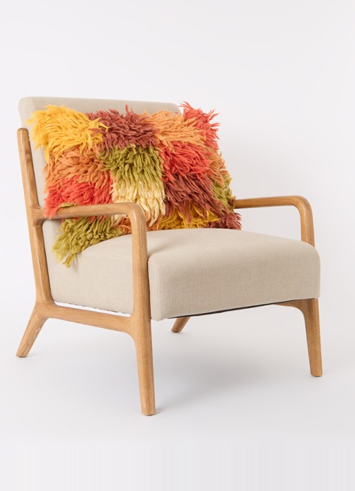 HKliving Fluffie Rag sierkussen 60 x 40 cm - voorkant 2 multicolor